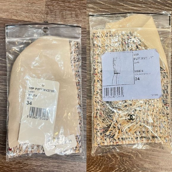 CHANEL 10P Ivory & Multi Colored Tweed Lesage Fringe Hem Pencil Skirt - Picture 12 of 12